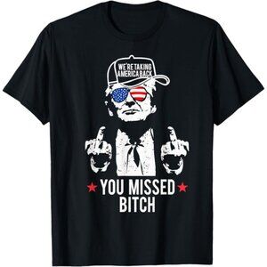 Trump We're Taking America Back You Missed Funny Large Black Graphic T-Shirt NWT